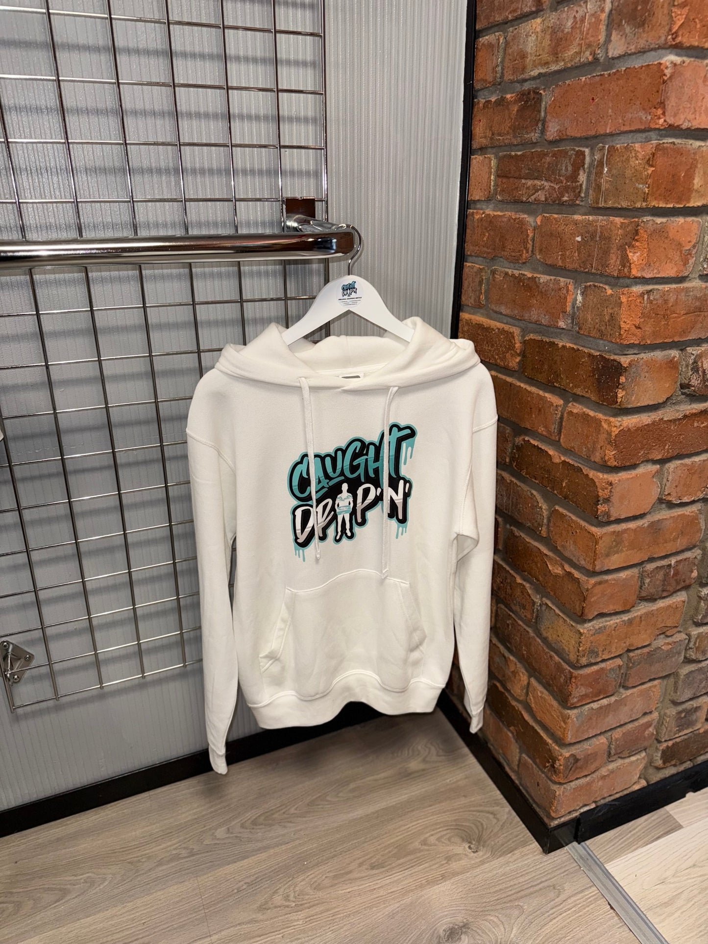 Caught Drip’N’ White Logo Hoodie