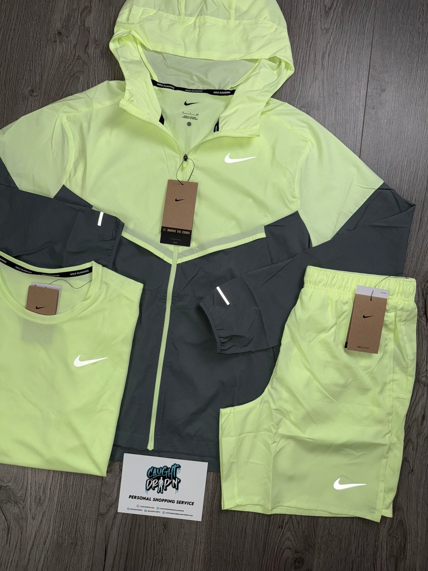 Nike 3 Piece Windrunner Barely Volt | Smoke Grey Set