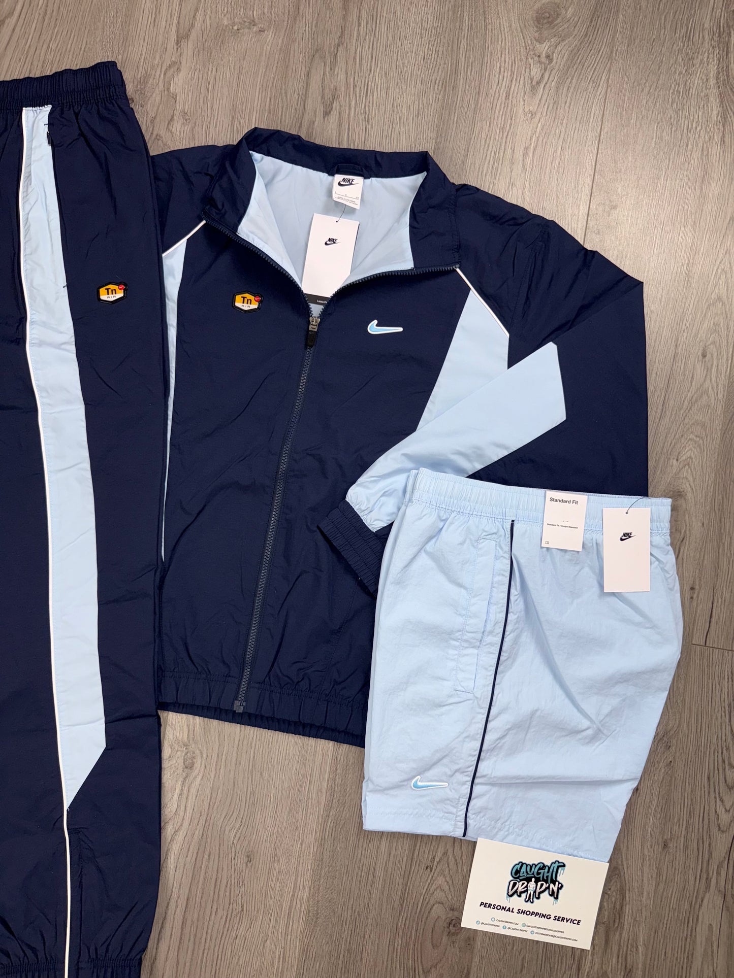 Nike 3 Piece TN Obsidian, Celestine Blue Tracksuit | Shorts (Oversized Fit. Recommend Sizing Down)