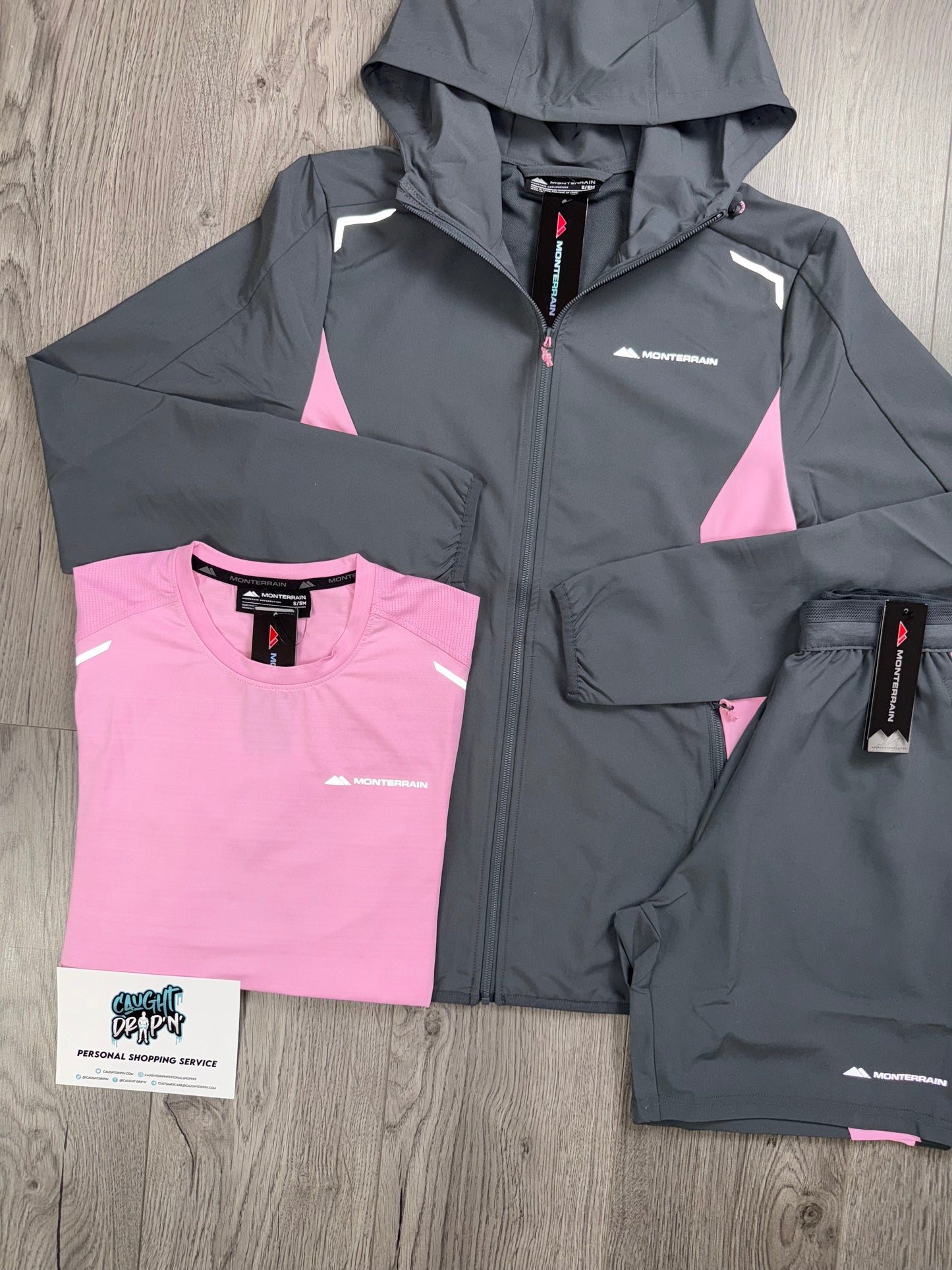 Monterrain 3 Piece Performance Windrunner Set Iron Grey | Pink Foam