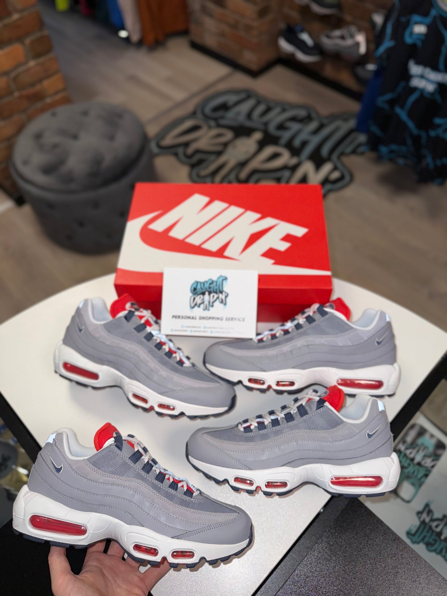 Nike Air Max 95’s USA | Light Grey, Navy, Crimson 2021