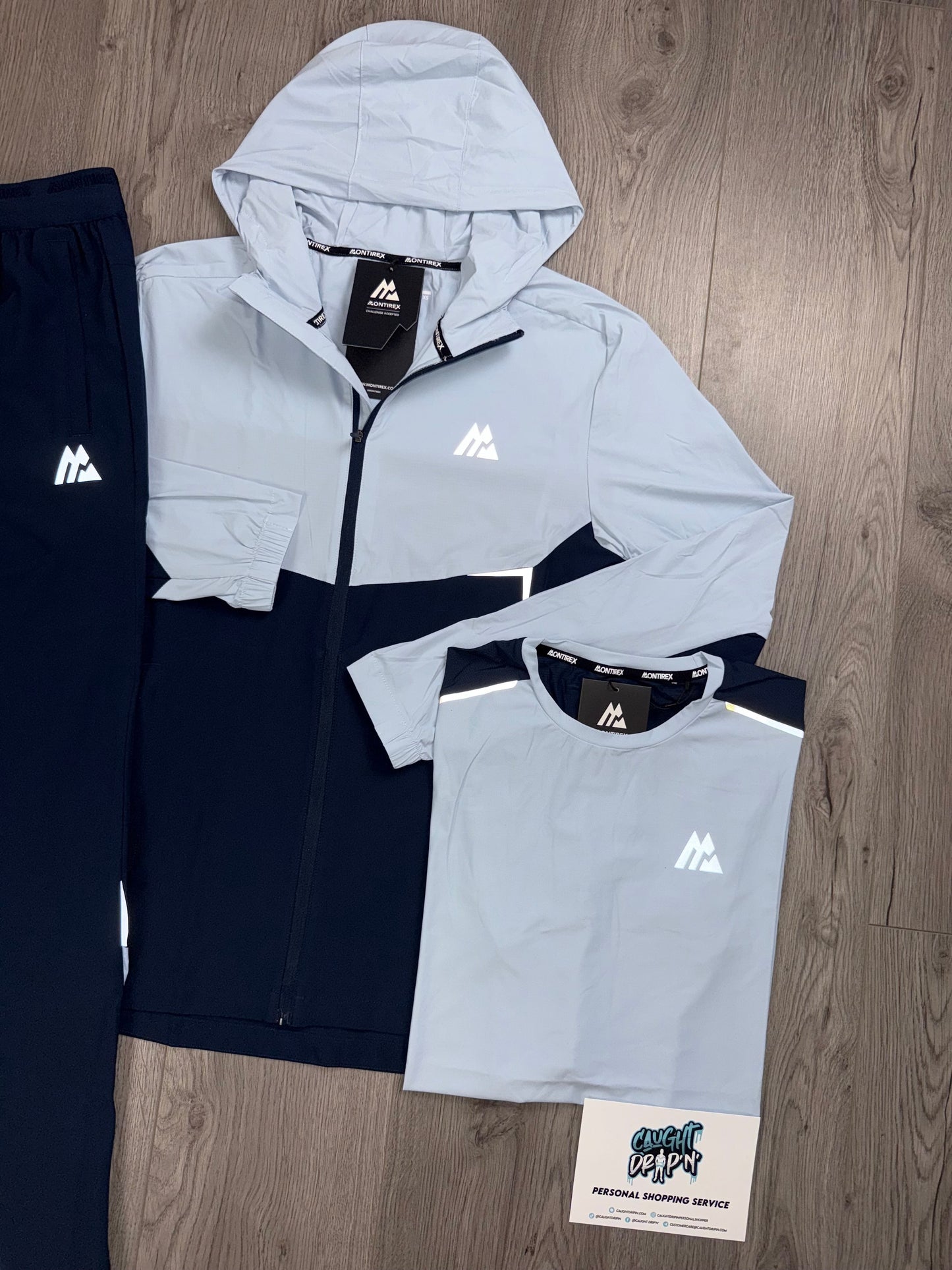 Montirex 3 Piece Surge Windrunner Tracksuit Obsidian | Baby Blue