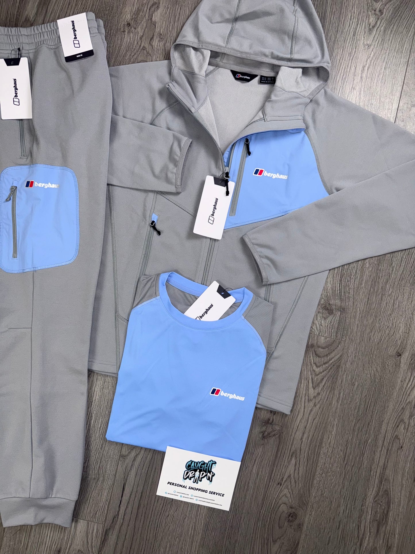 Berghaus 3 Piece Full Zip Light Grey, Baby Blue Tracksuit