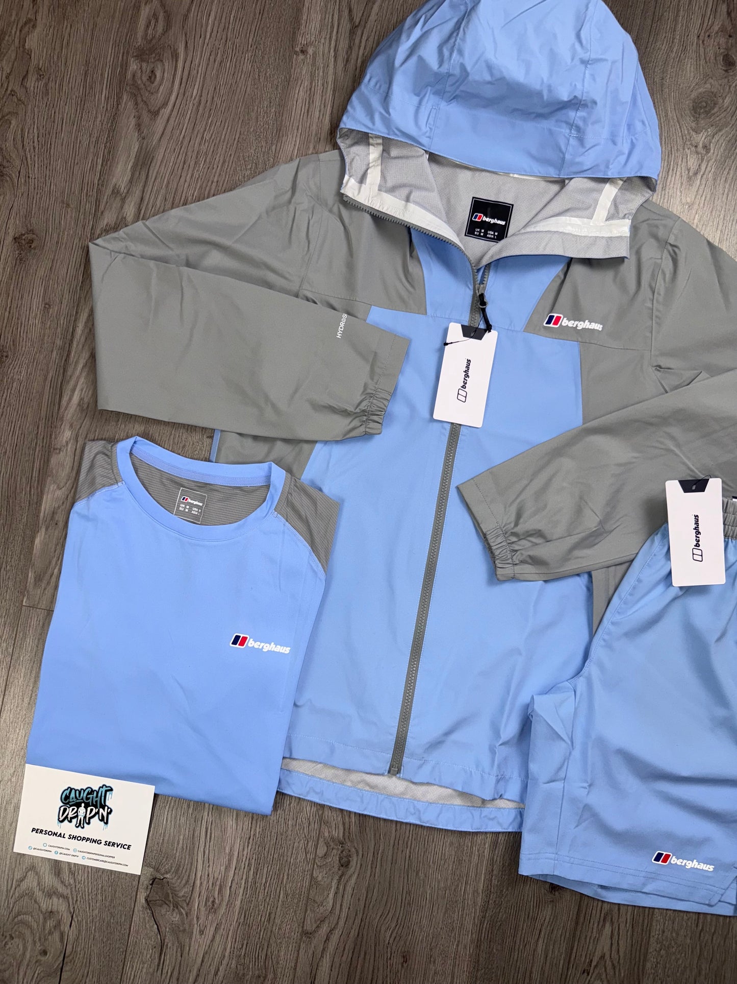 Berghaus 3 Piece Light Windrunner Set Baby Blue | Iron Grey