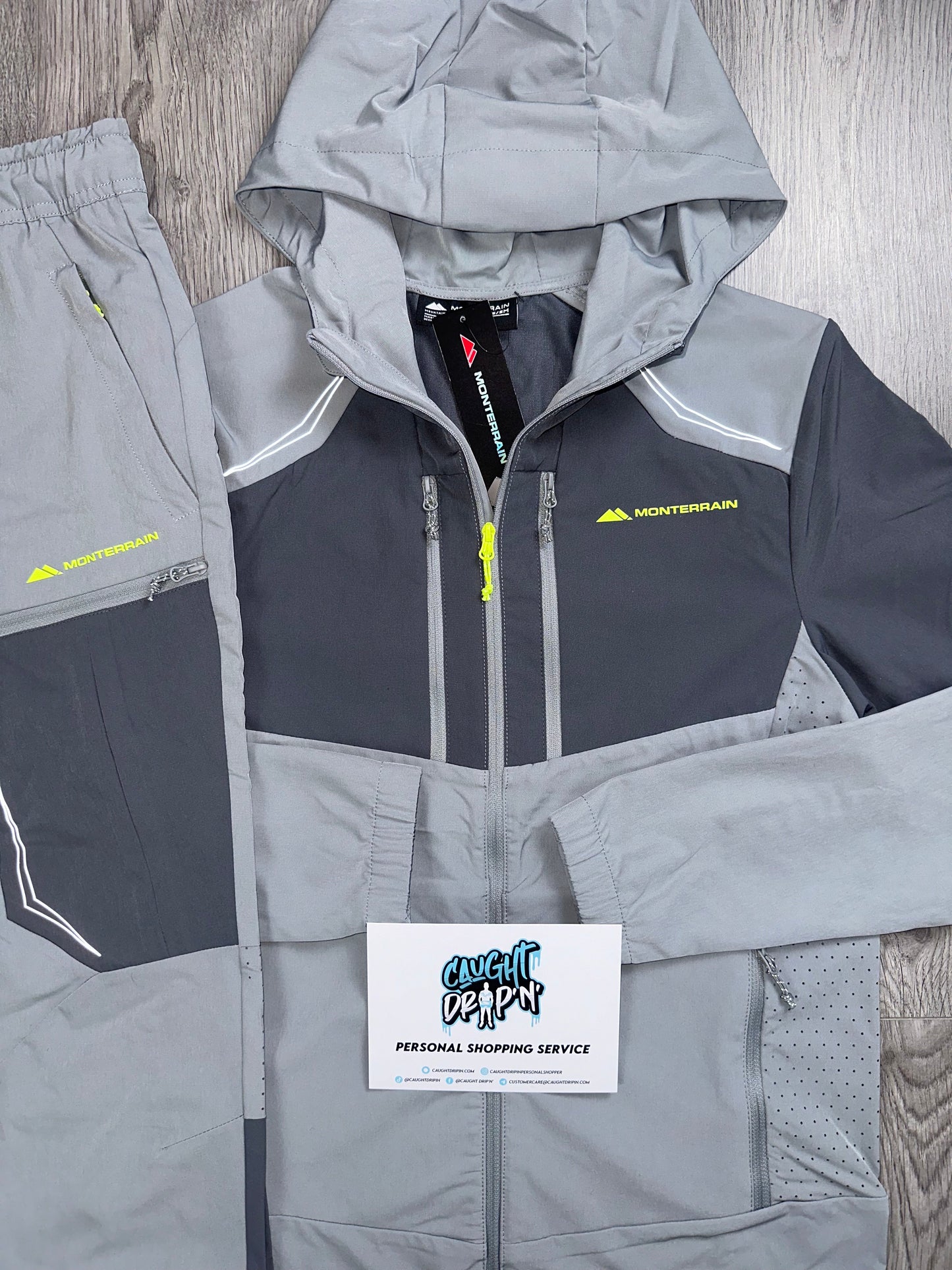 Monterrain Woven Two Tone Tracksuit Iron Grey | Neon