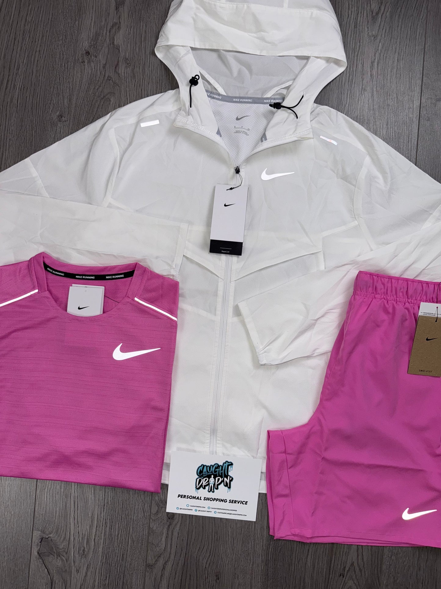 Nike 3 Piece Windrunner White | Playful Pink Set