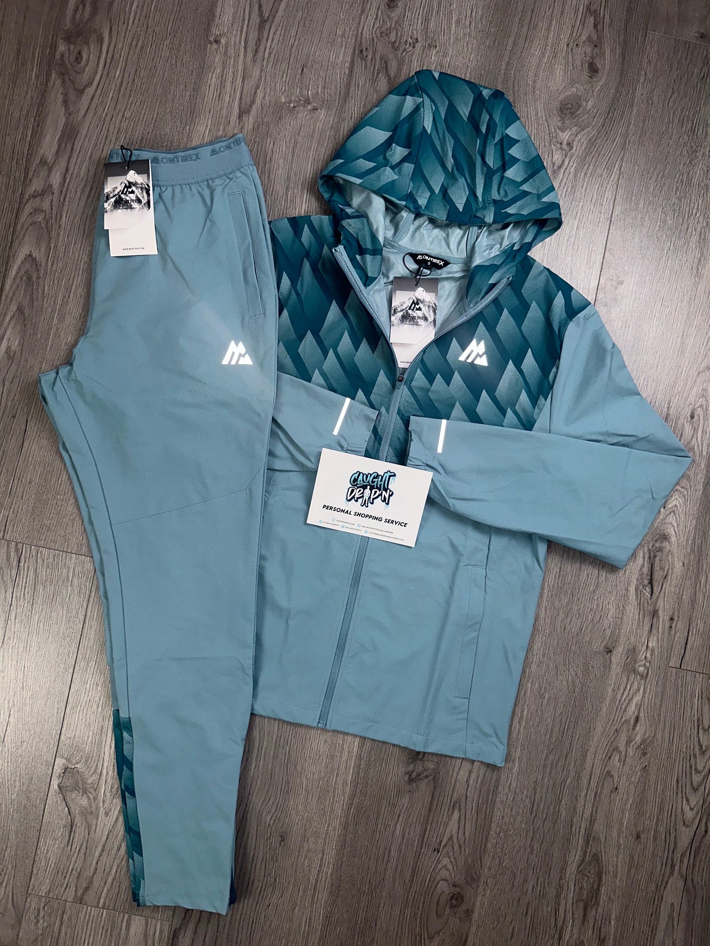 Montirex Charge Windrunner Tracksuit Teal Grid