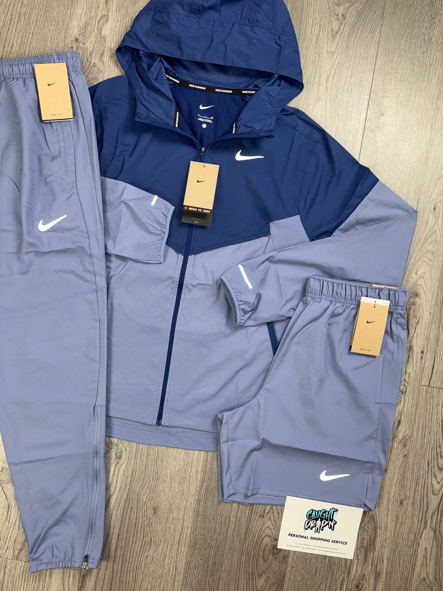Nike 3 Piece Windrunner Navy, Indigo Tracksuit | Shorts Set