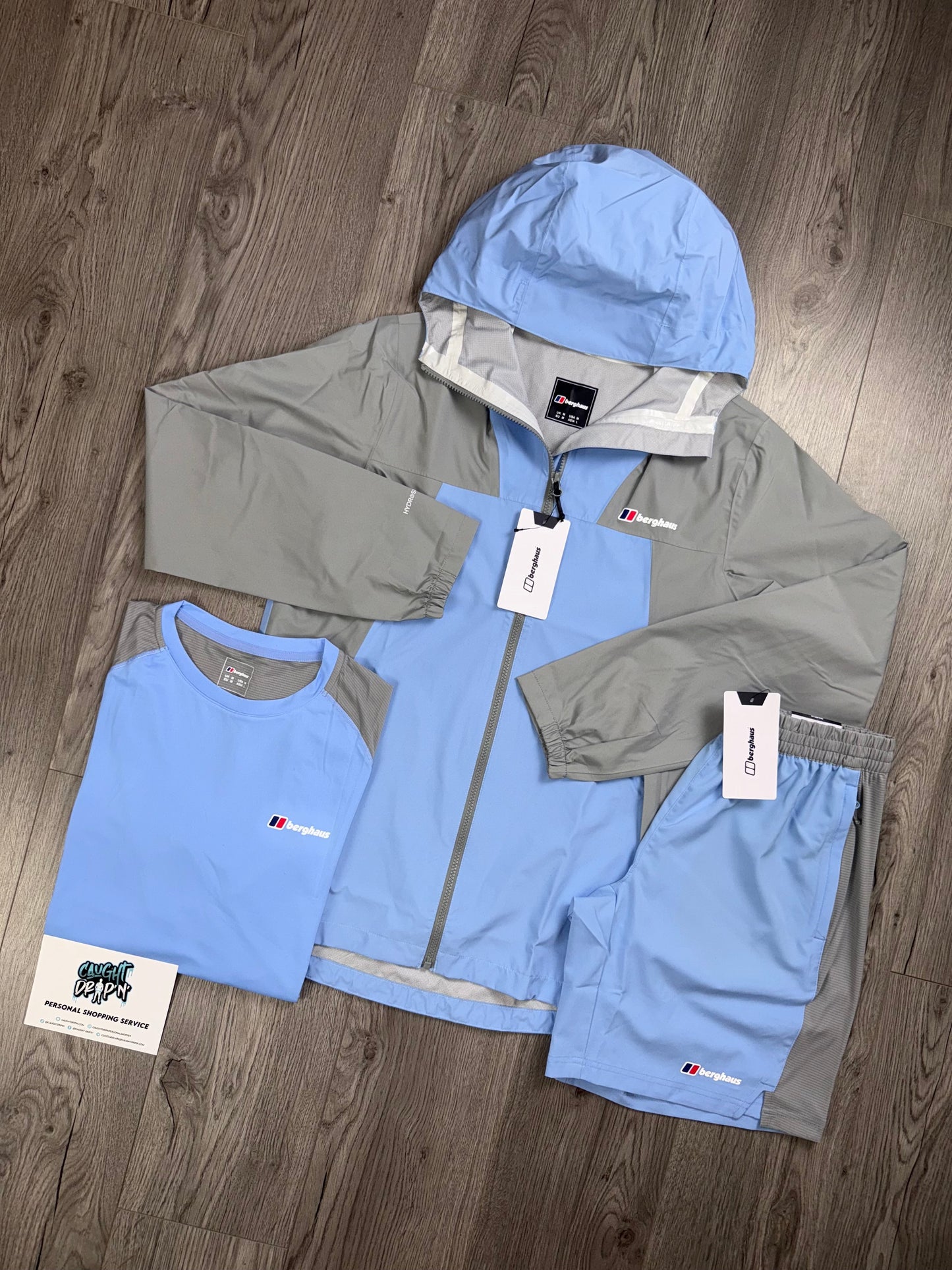 Berghaus 3 Piece Light Windrunner Set Baby Blue | Iron Grey