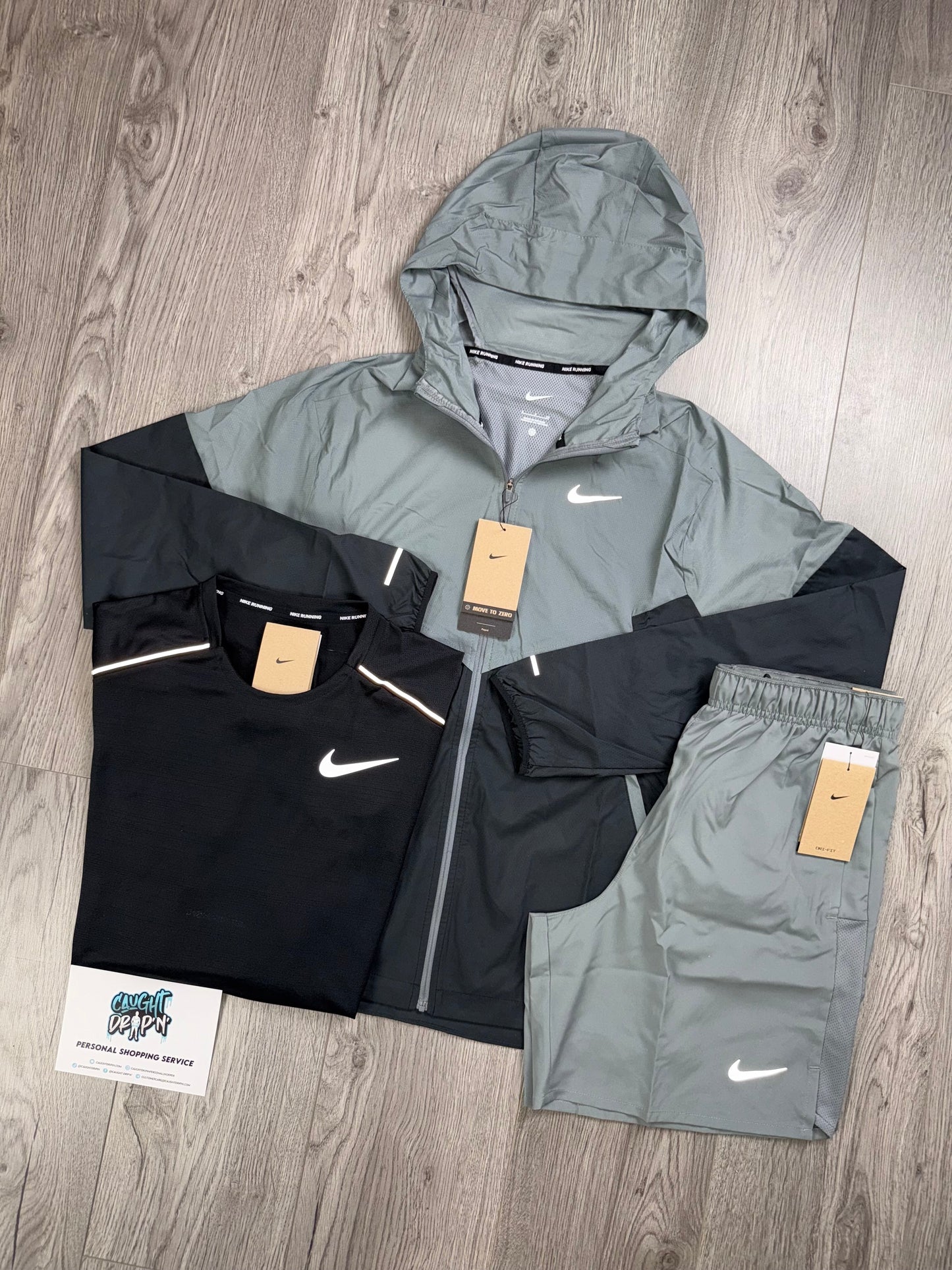 Nike 3 Piece Windrunner Smoke Grey | Black Set