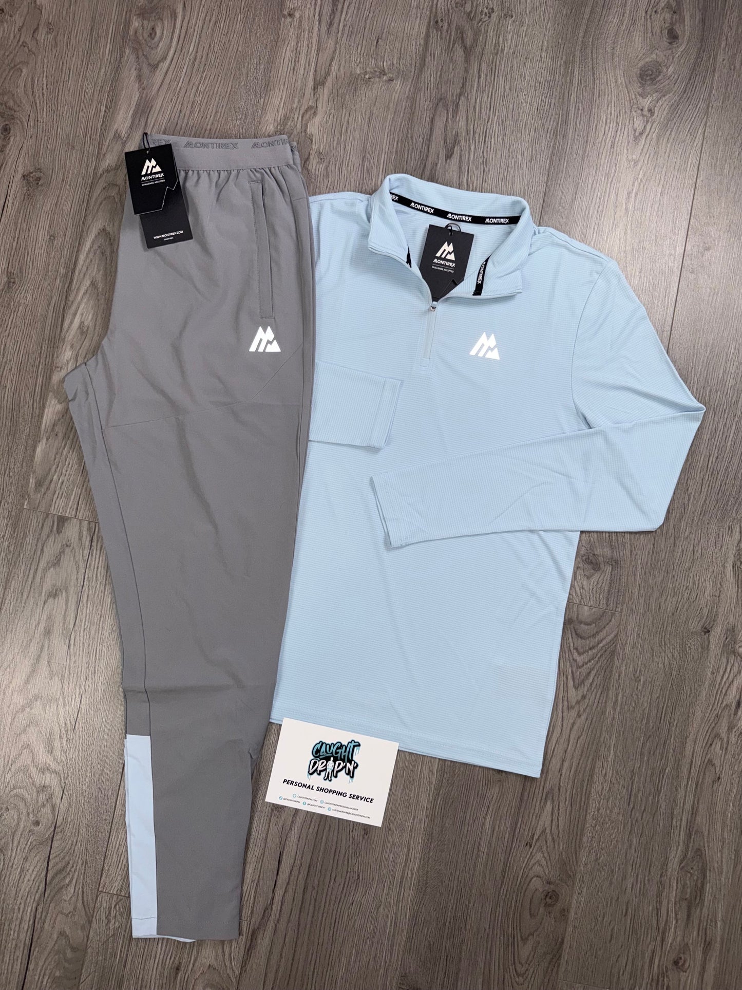 Montirex Surge Half Zip Tracksuit Grey | Baby Blue