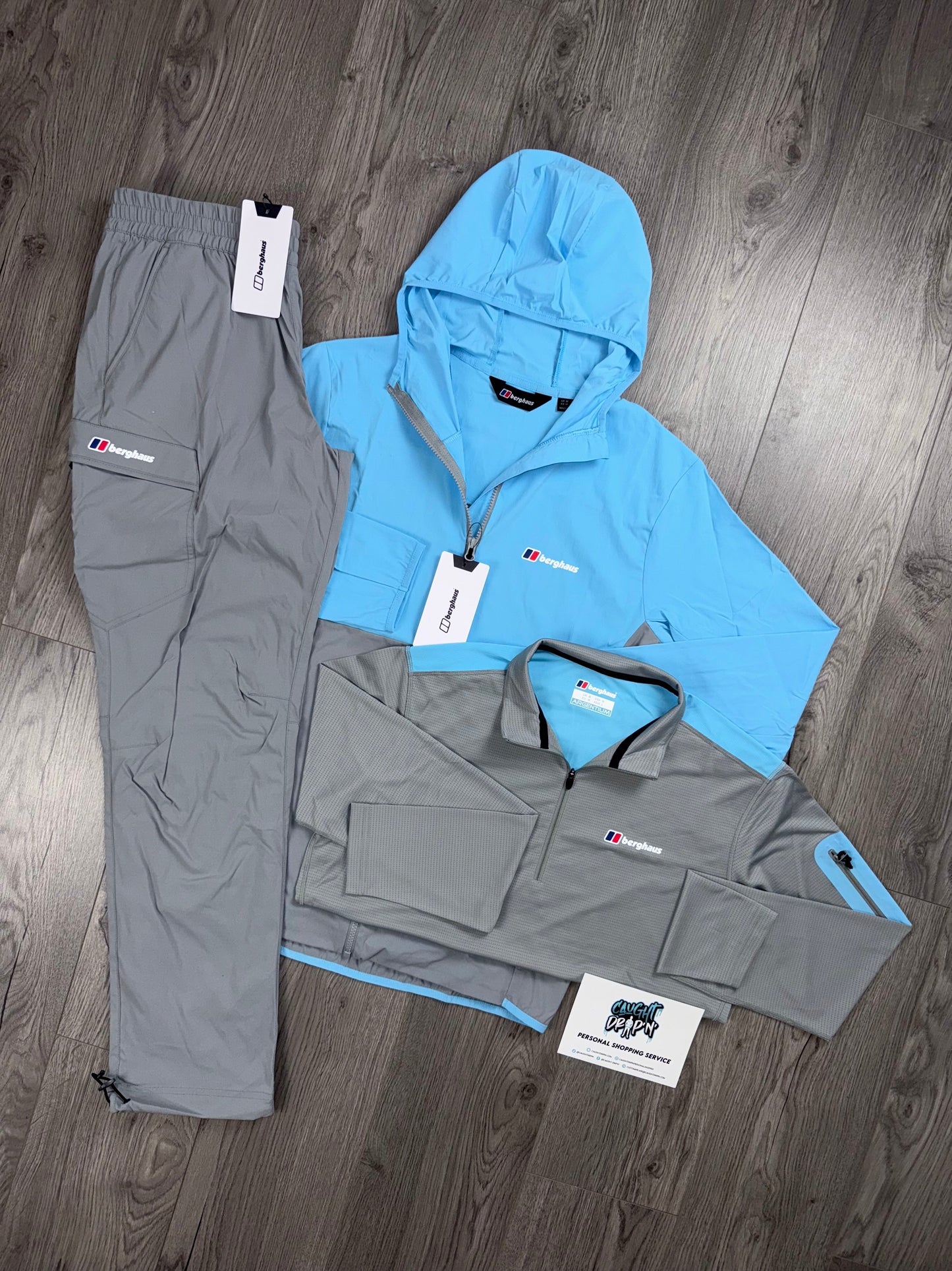 Berghaus 3 Piece Theran, Half Zip Light Grey | Baby Blue Tracksuit