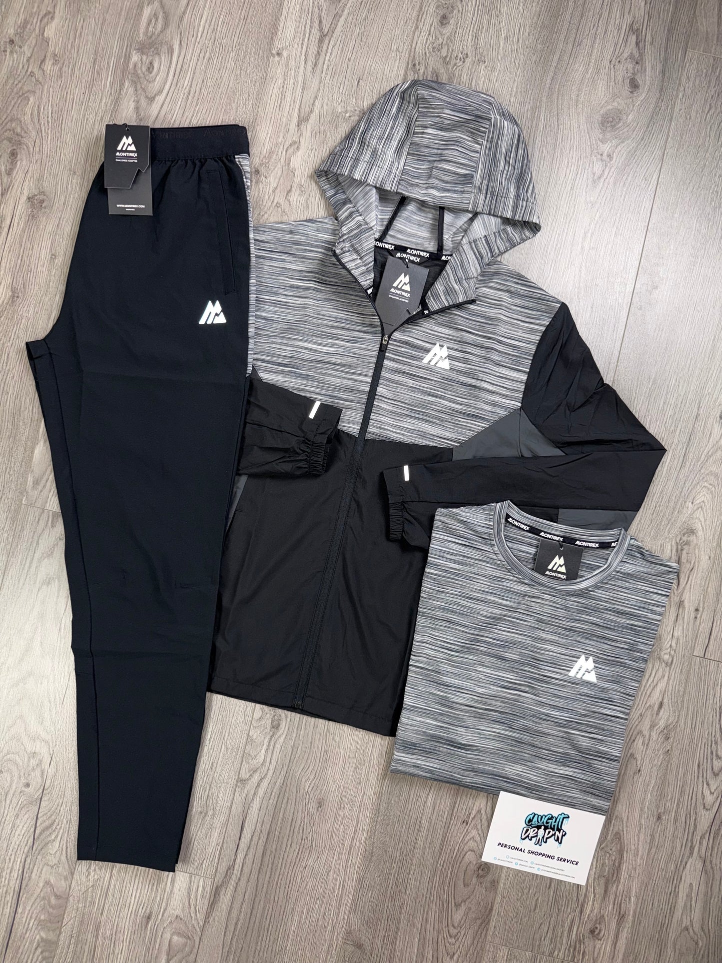 Montirex 3 Piece Trail Windrunner Tracksuit Black | Grey Gradient