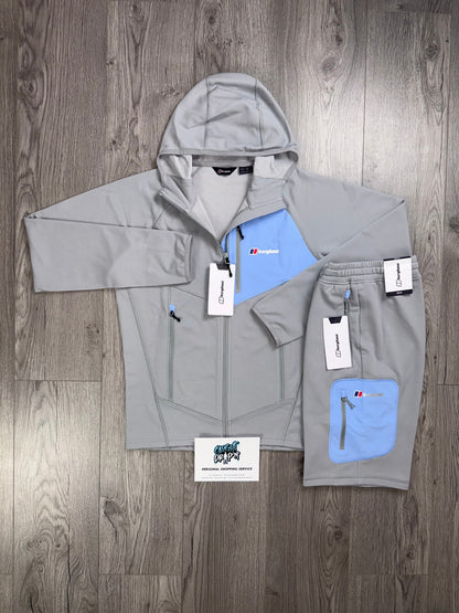 Berghaus Light Grey, Baby Blue Full Zip Hoodie | Shorts Set