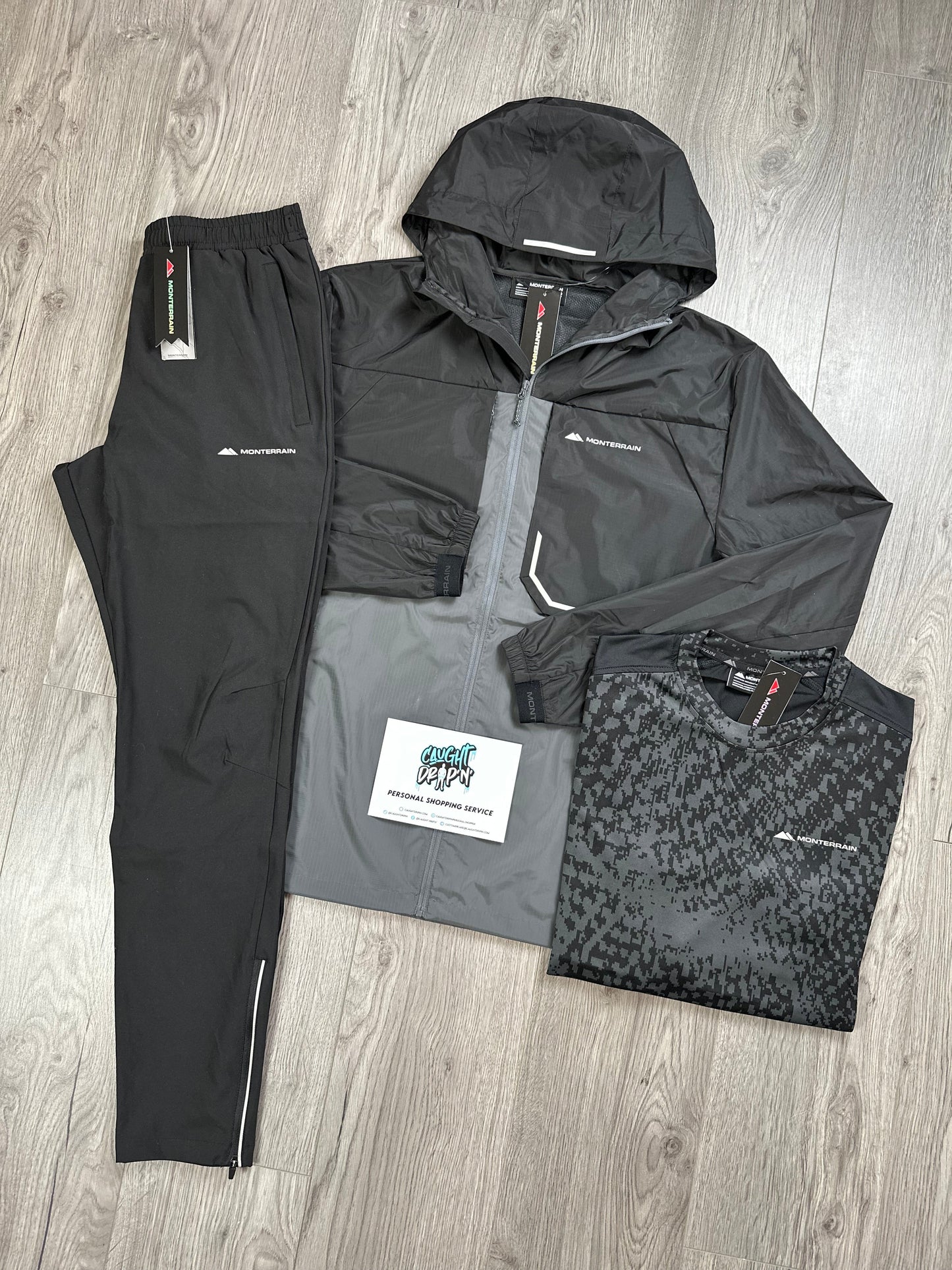 Monterrain 3 Piece Chase Windrunner Tracksuit Grey | Black