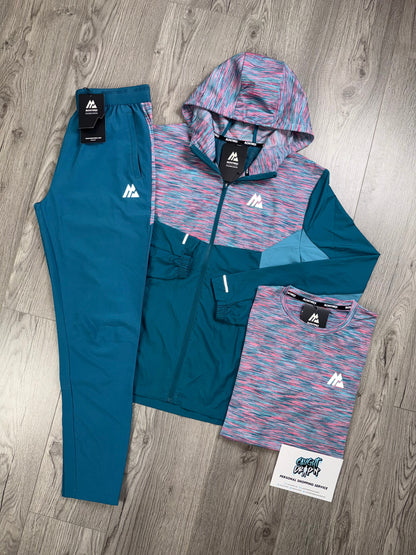 Montirex 3 Piece Trail Windrunner Tracksuit Teal | Bubblegum Pink