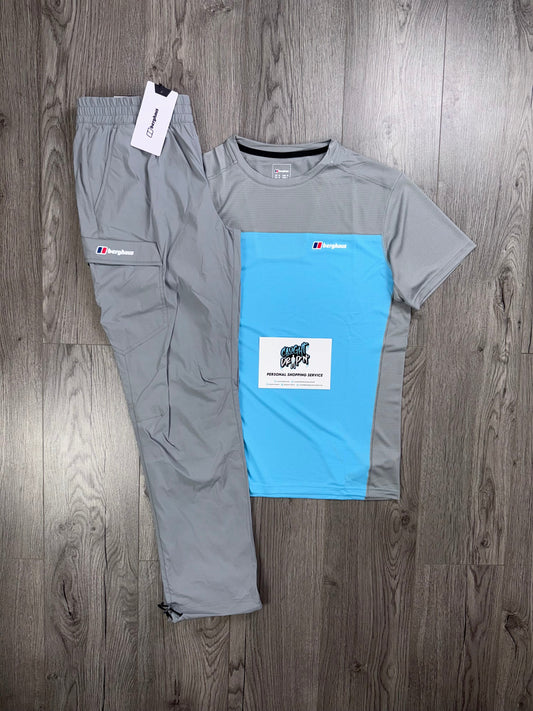 Berghaus Tech Baby Blue, Light Grey Tee | Bottoms Set