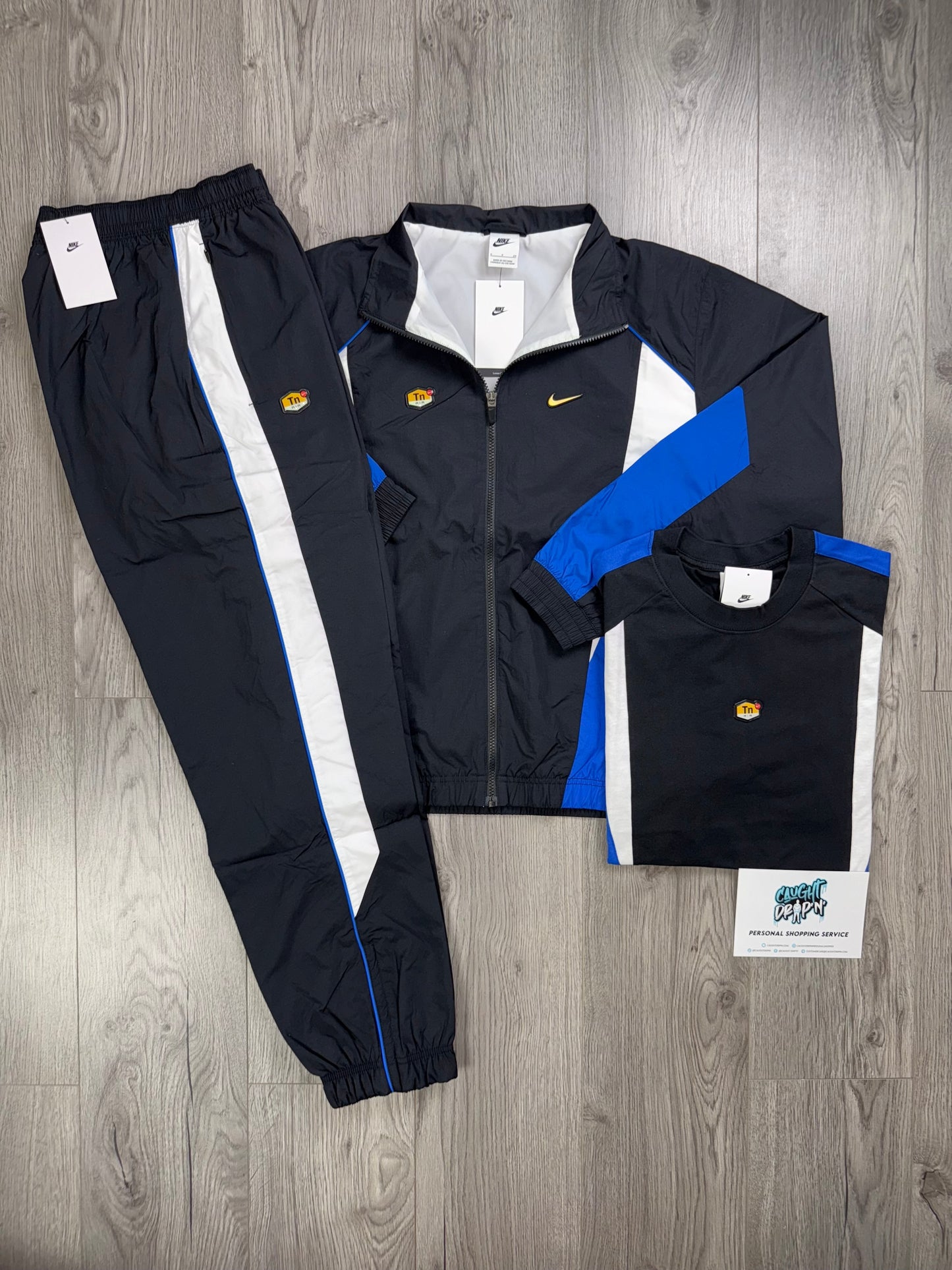 Nike 3 Piece TN Black, Game Royal Blue Tracksuit (Oversized Fit. Recommend Sizing Down)