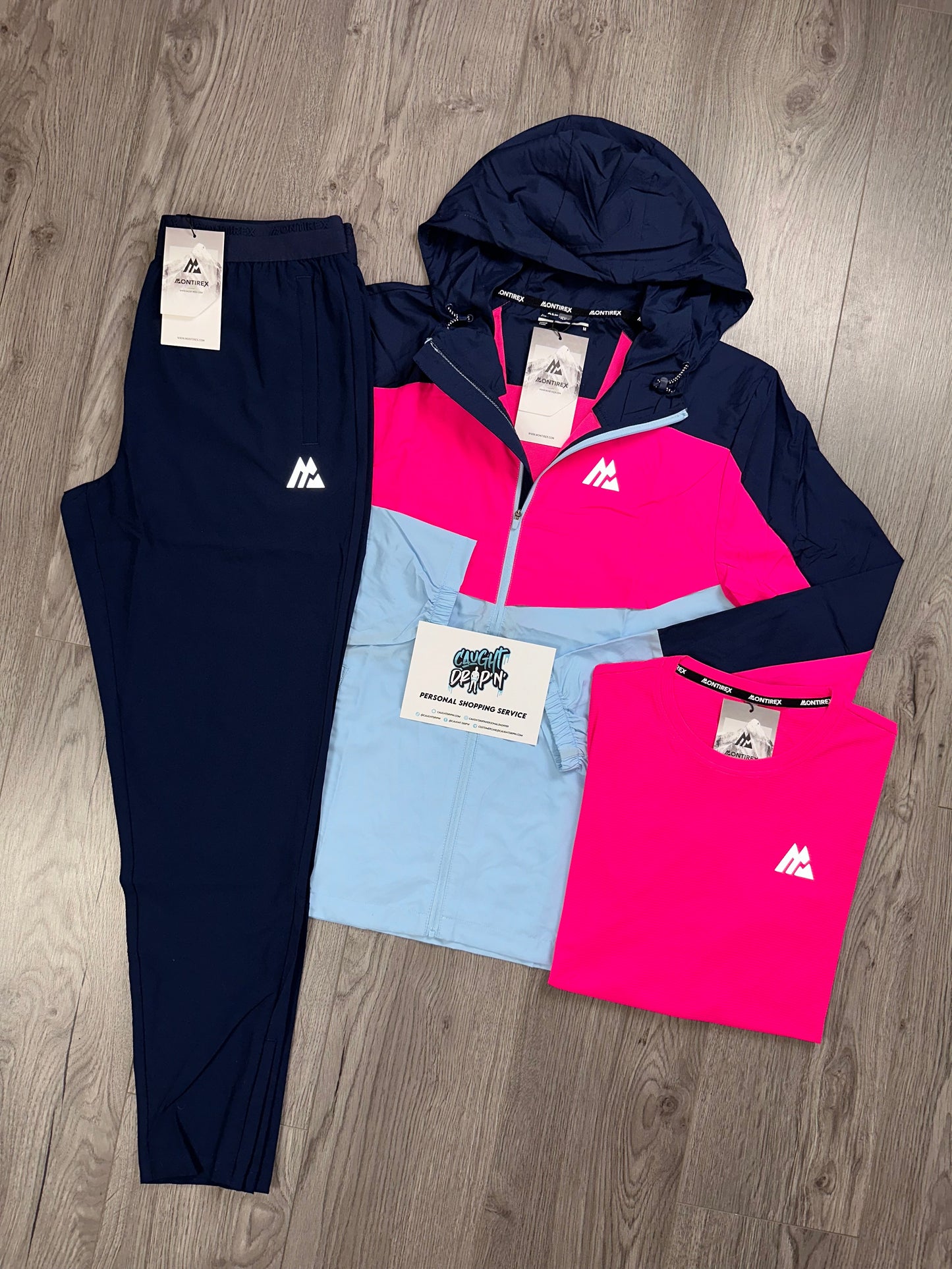 Montirex 3 Piece Breeze Hot Pink, Baby Blue, Midnight Navy Tracksuit