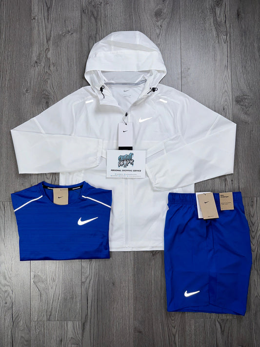 Nike 3 Piece White Windrunner | OG Royal Blue Miler Set
