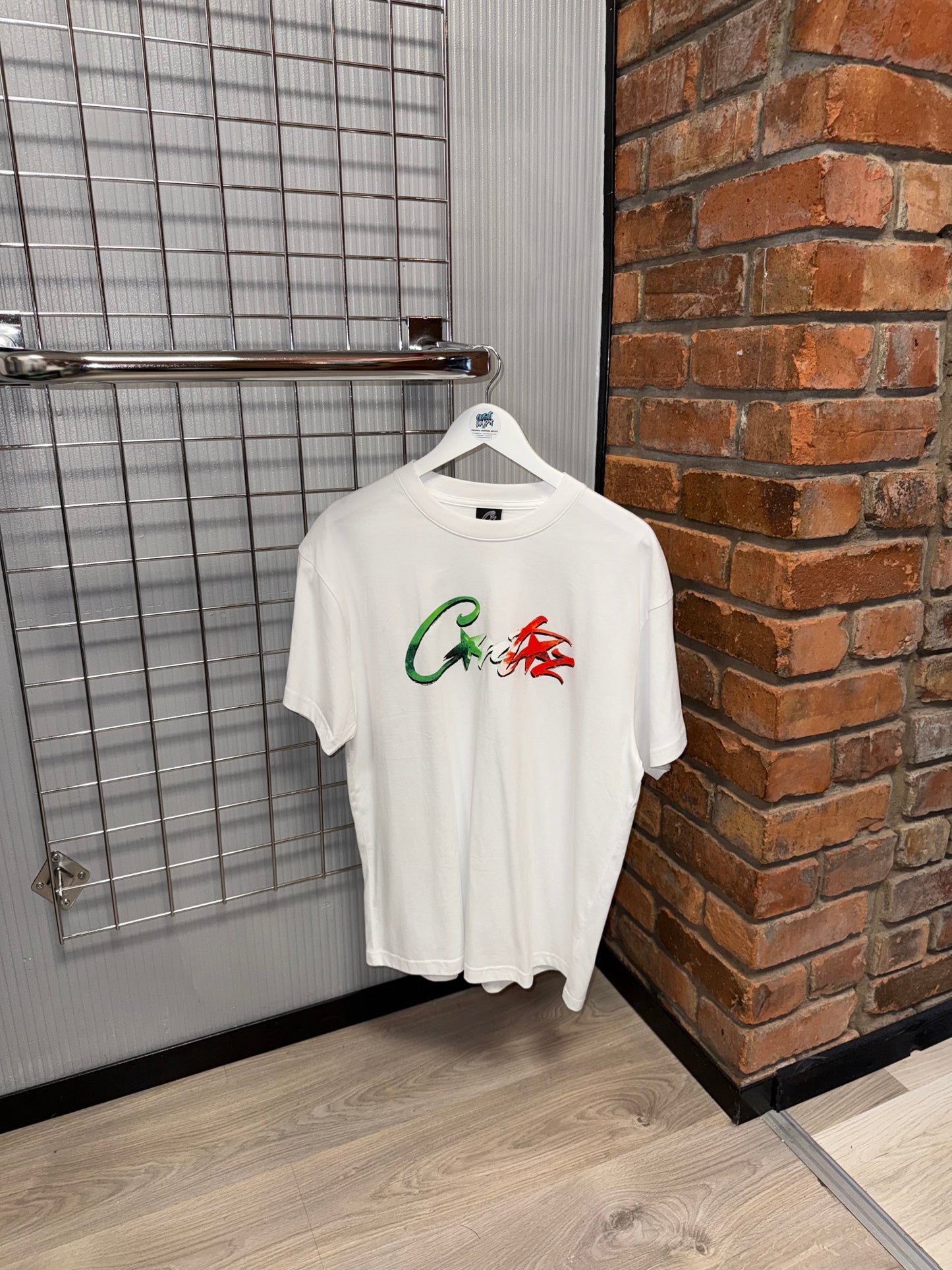 Corteiz Italy White Tee, Green Red Logo