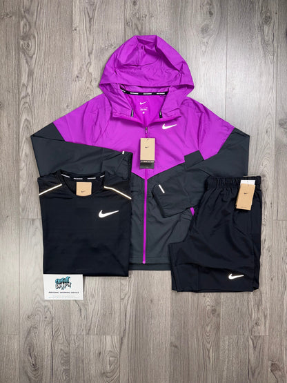 Nike 3 Piece Windrunner Black | Grape Purple Set