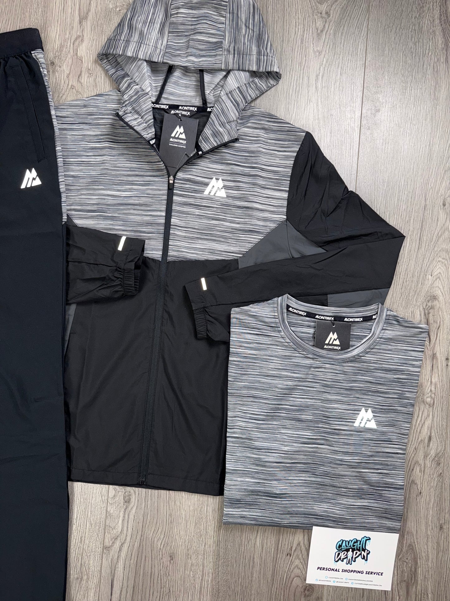 Montirex 3 Piece Trail Windrunner Tracksuit Black | Grey Gradient