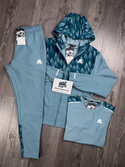 Montirex 3 Piece Charge Windrunner Tracksuit Teal Grid