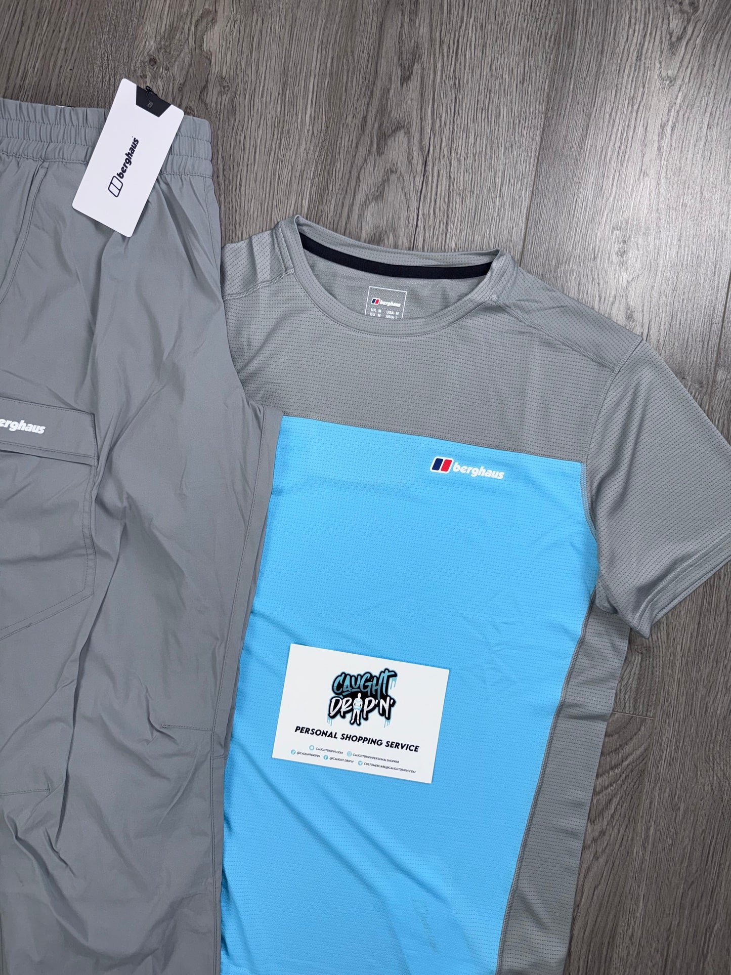 Berghaus Tech Baby Blue, Light Grey Tee | Bottoms Set