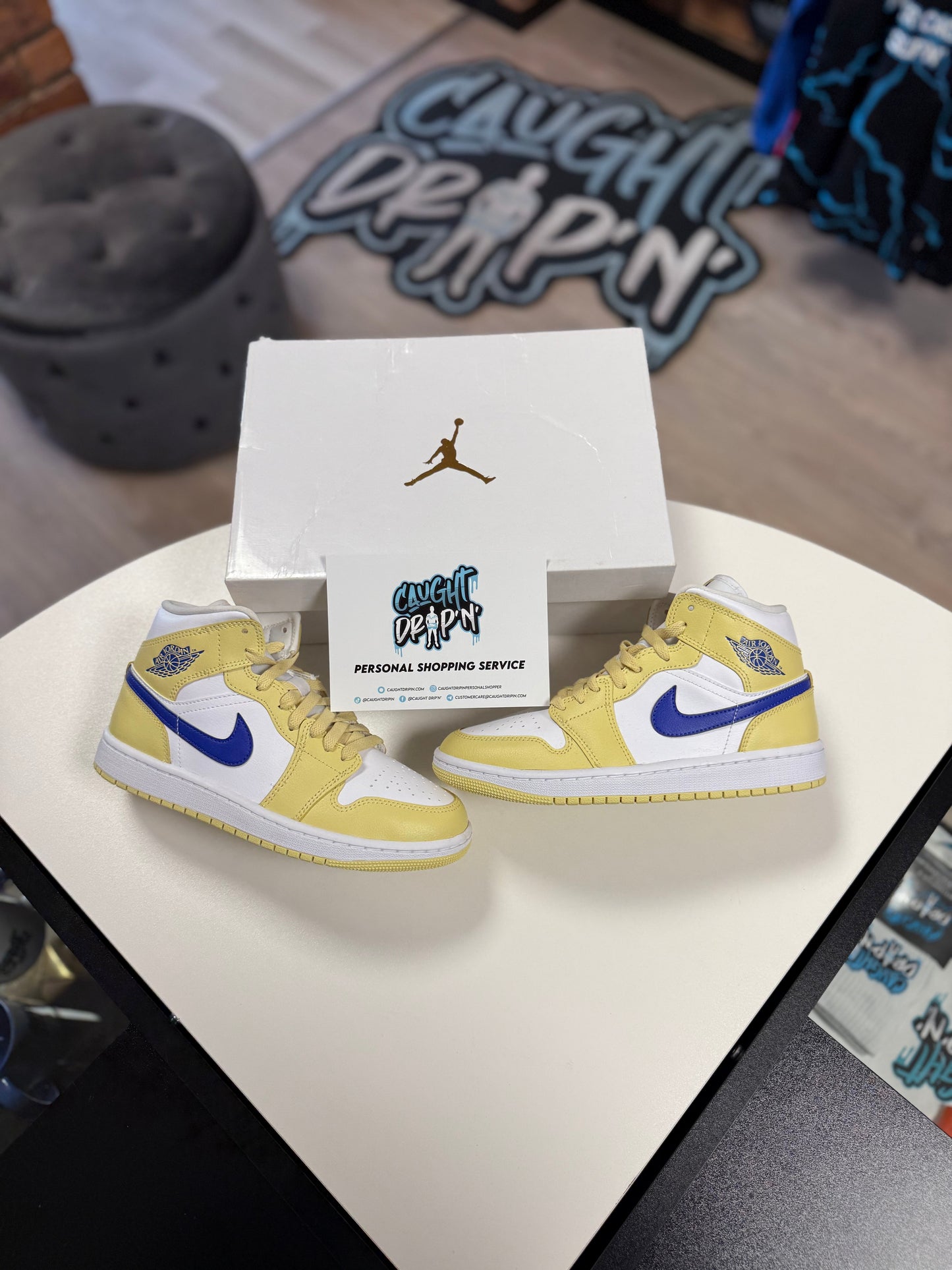 Women’s Jordan 1 Mid Light Lemon/ Royal Blue