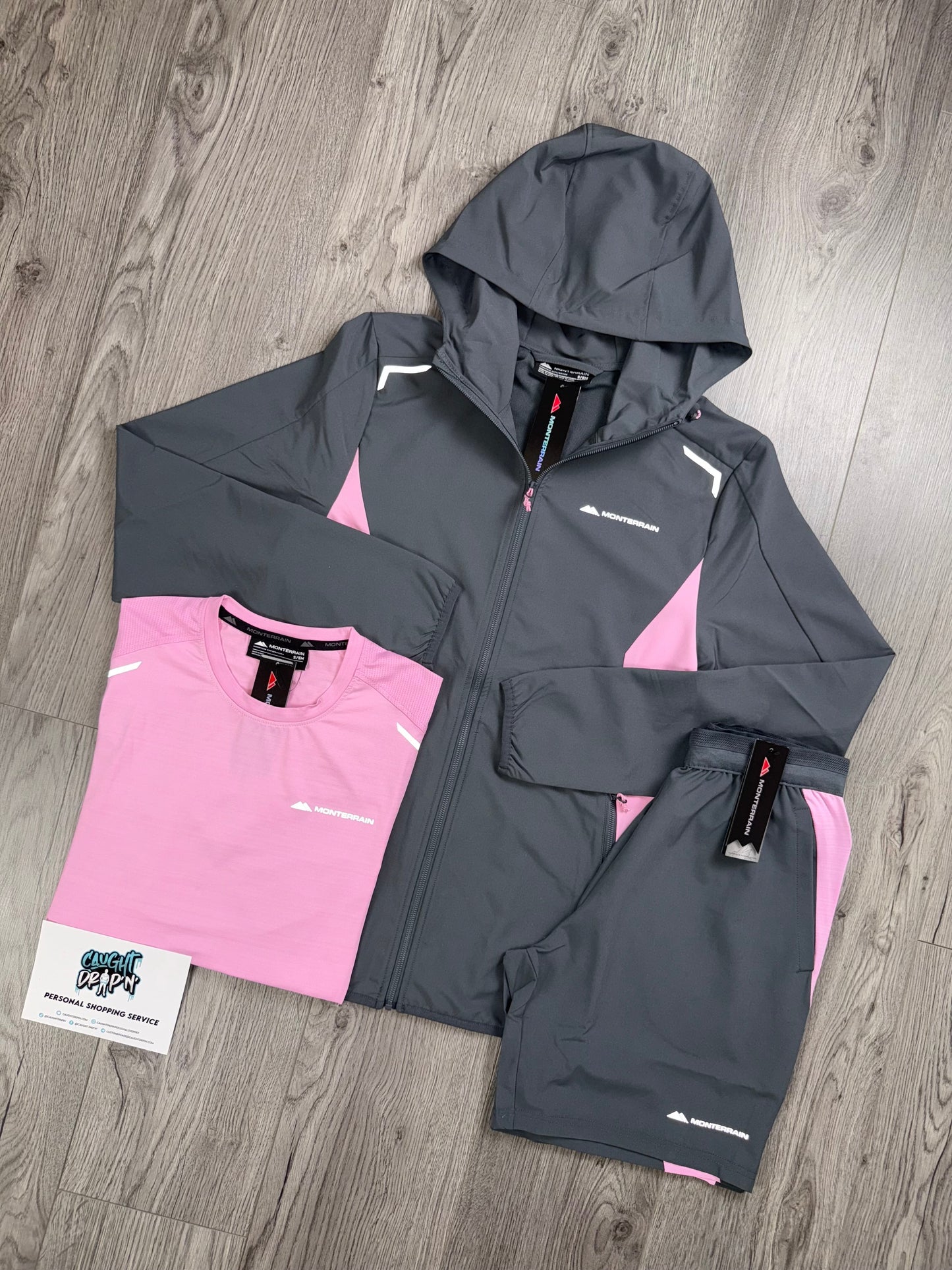 Monterrain 3 Piece Performance Windrunner Set Iron Grey | Pink Foam