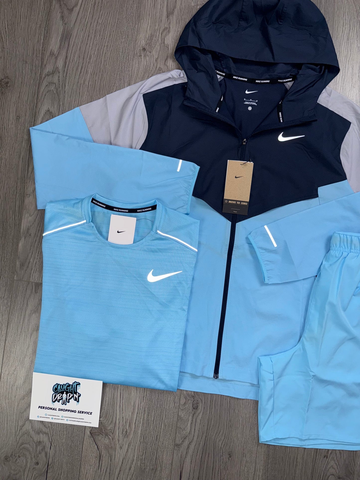 Nike 3 Piece Windrunner Aquarius Blue | Navy Set