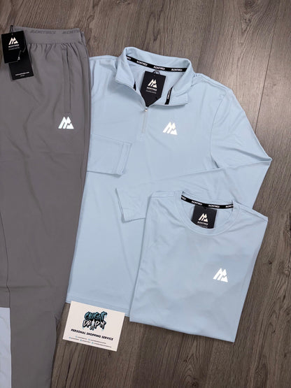 Montirex 3 Piece Surge Half Zip Tracksuit Grey | Baby Blue