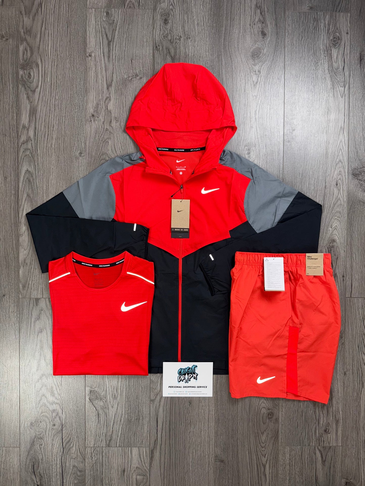 Nike 3 Piece Windrunner Light Crimson Red Set (SHORTS ARE NOT THE EXACT SAME COLOUR OF RED)