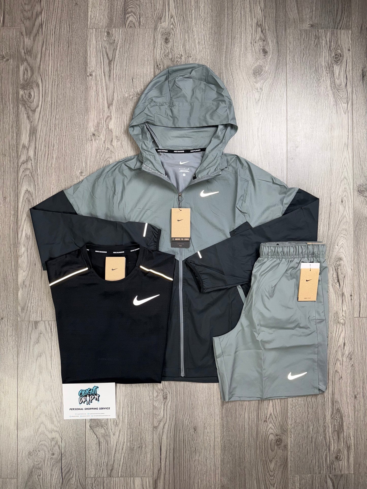 Nike 3 Piece Windrunner Smoke Grey | Black Set