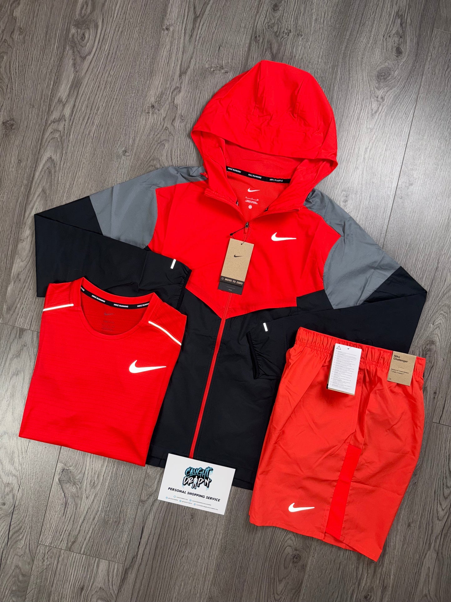 Nike 3 Piece Windrunner Light Crimson Red Set (SHORTS ARE NOT THE EXACT SAME COLOUR OF RED)