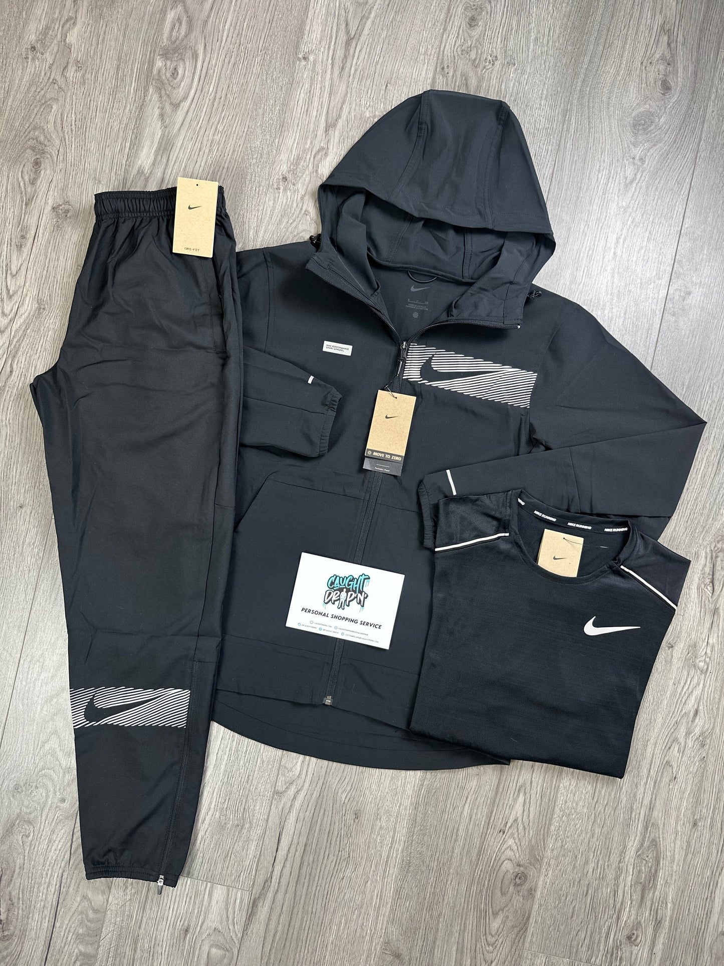 Nike 3 Piece Woven Performance Tracksuit Black, Silver
