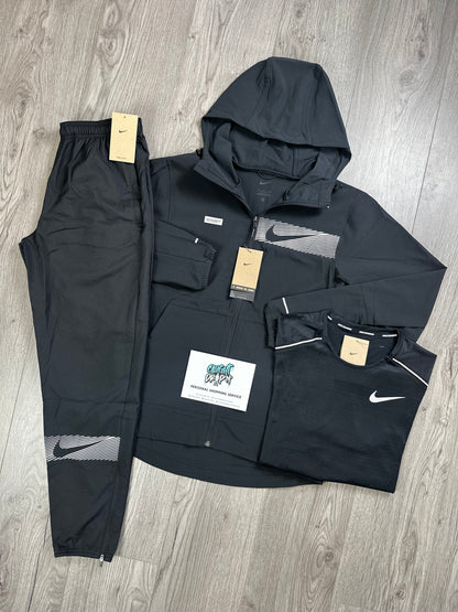 Nike 3 Piece Woven Performance Tracksuit Black, Silver