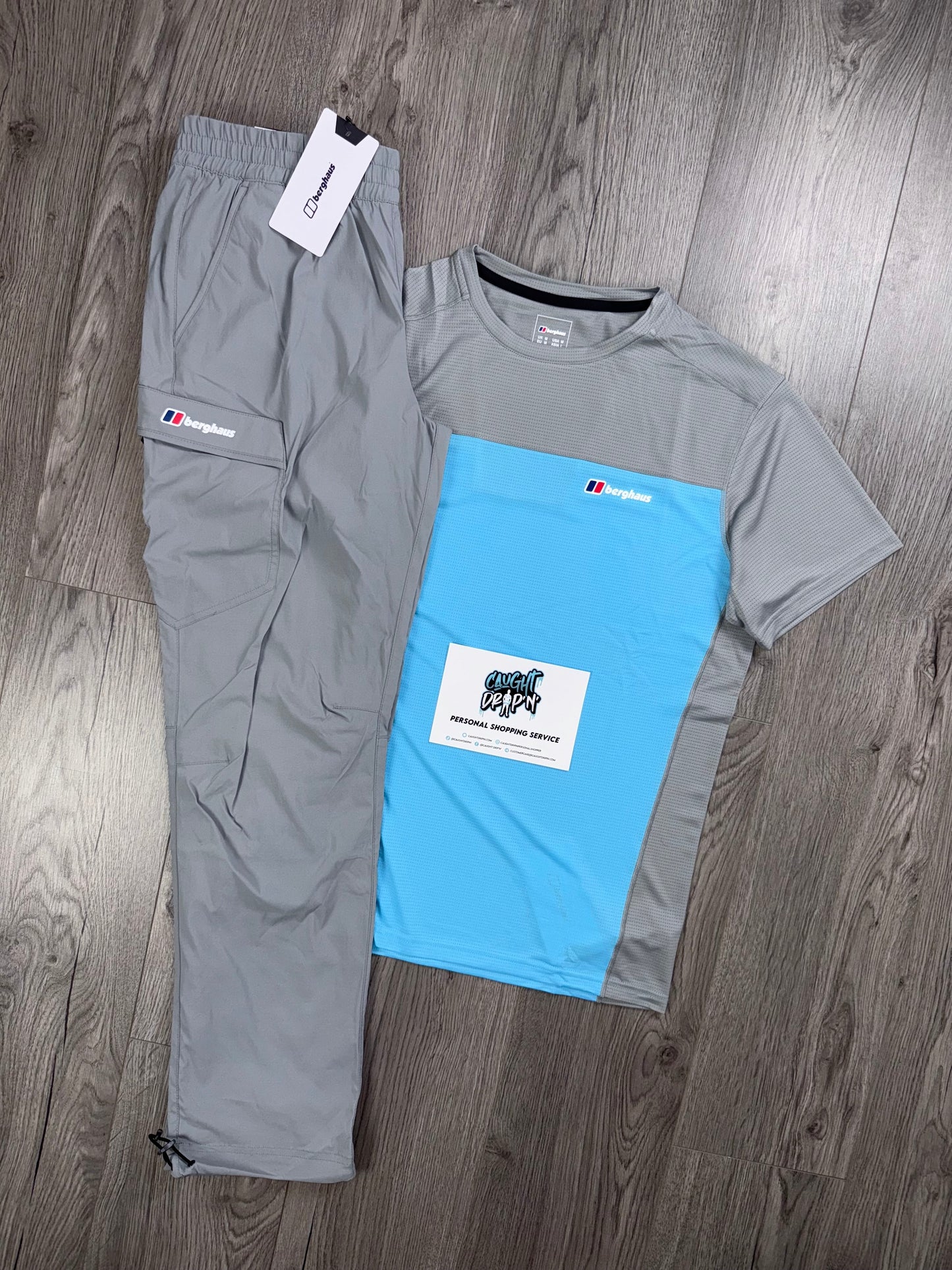 Berghaus Tech Baby Blue, Light Grey Tee | Bottoms Set