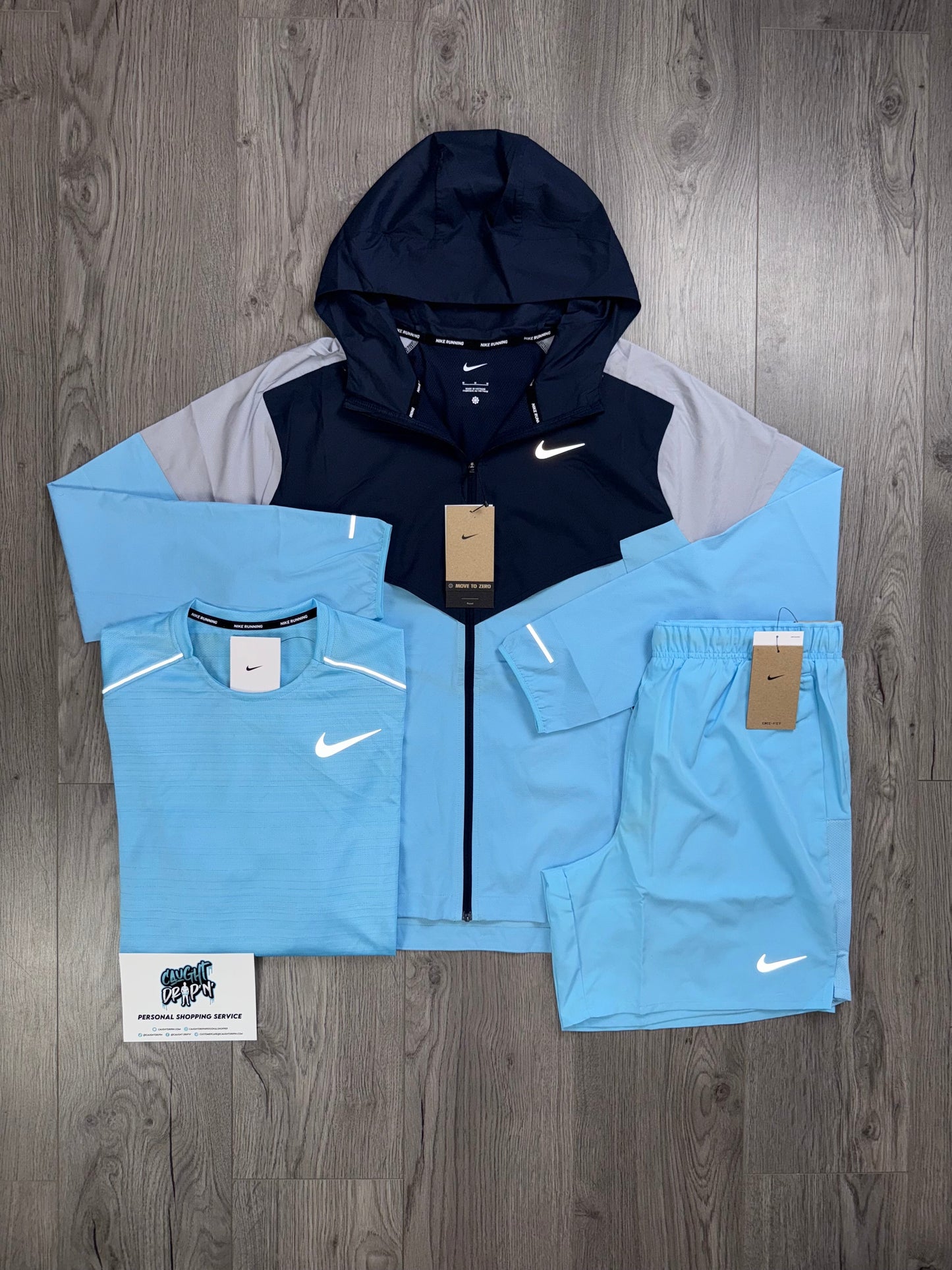 Nike 3 Piece Windrunner Aquarius Blue | Navy Set