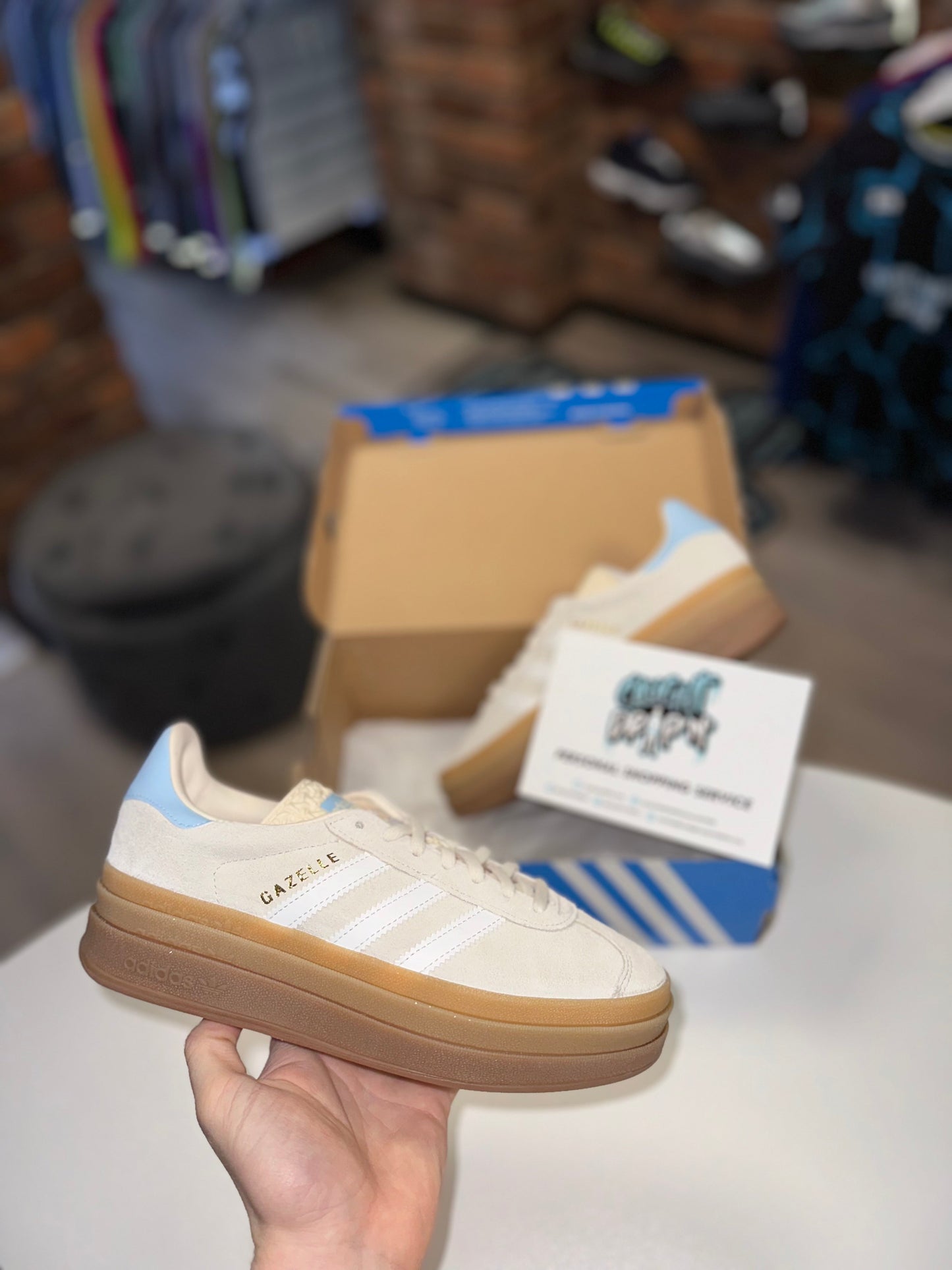 Women’s Adidas Gazelle Bold Wonder White | Sky Blue