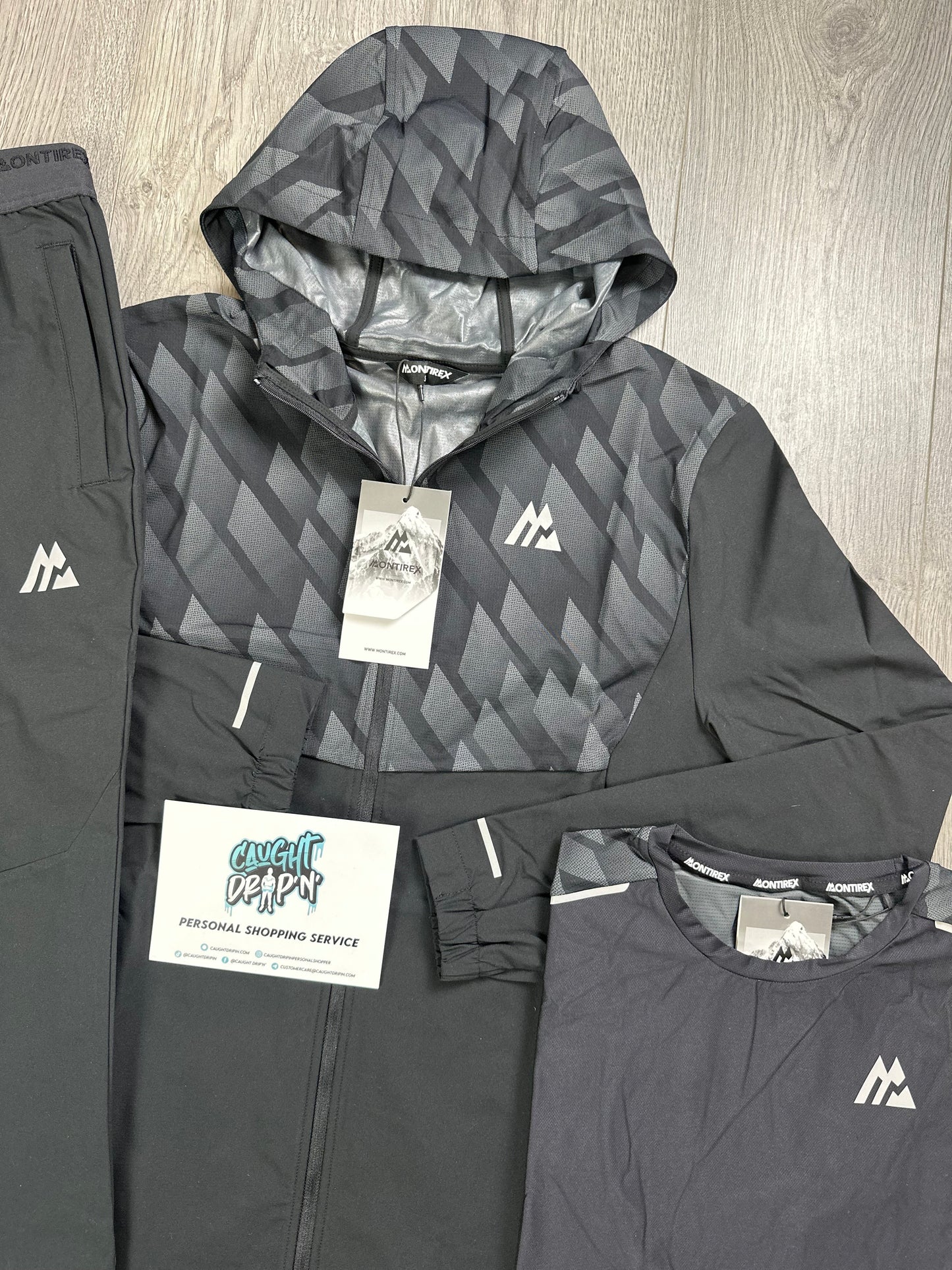 Montirex 3 Piece Charge Windrunner Tracksuit Triple Black