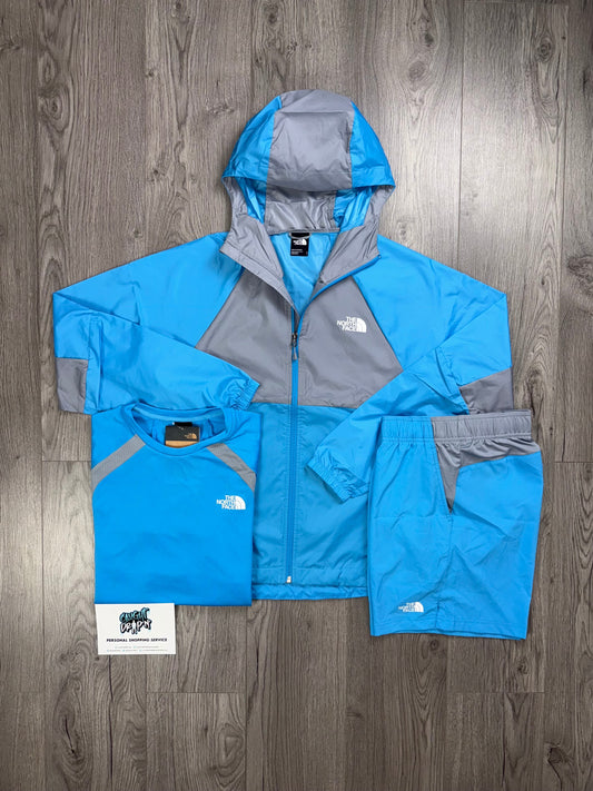 The Northface 3 Piece Performance Windrunner Set Blue | Grey