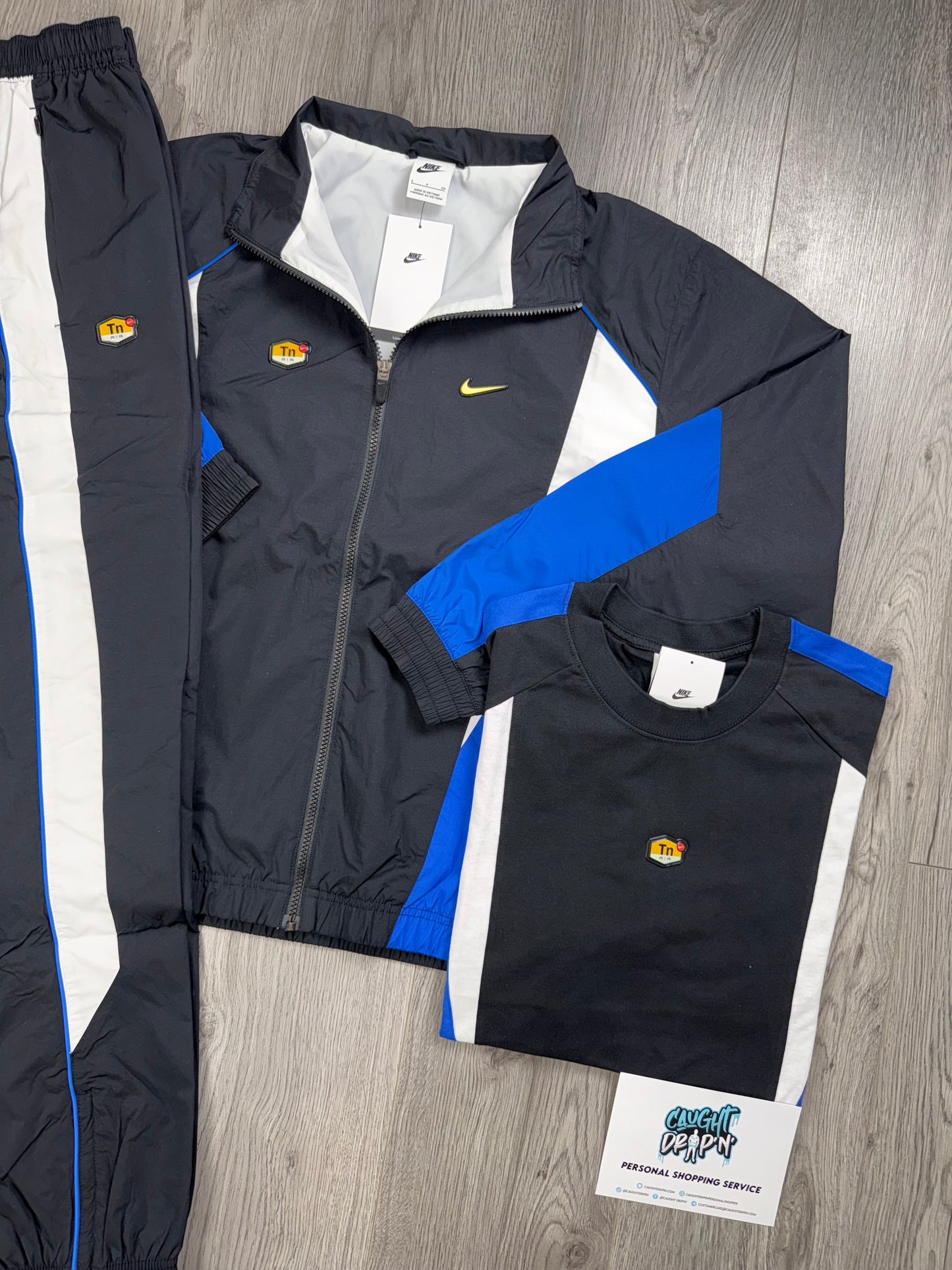 Nike 3 Piece TN Black, Game Royal Blue Tracksuit (Oversized Fit. Recommend Sizing Down)