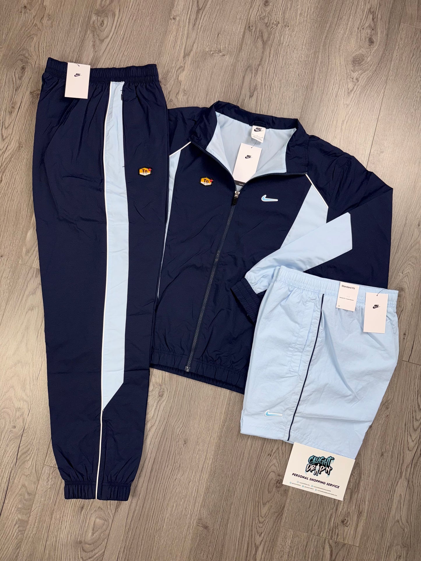 Nike 3 Piece TN Obsidian, Celestine Blue Tracksuit | Shorts (Oversized Fit. Recommend Sizing Down)