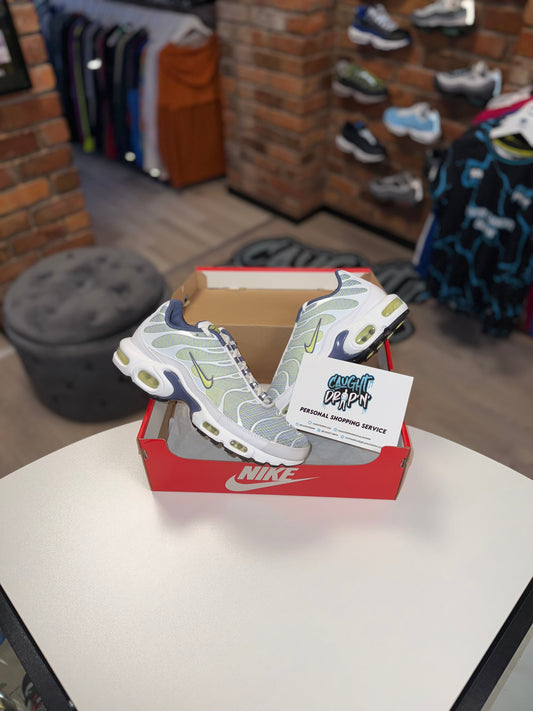 Nike Air Max Plus TN White, Slate Blue, Lime Spirograph 2025