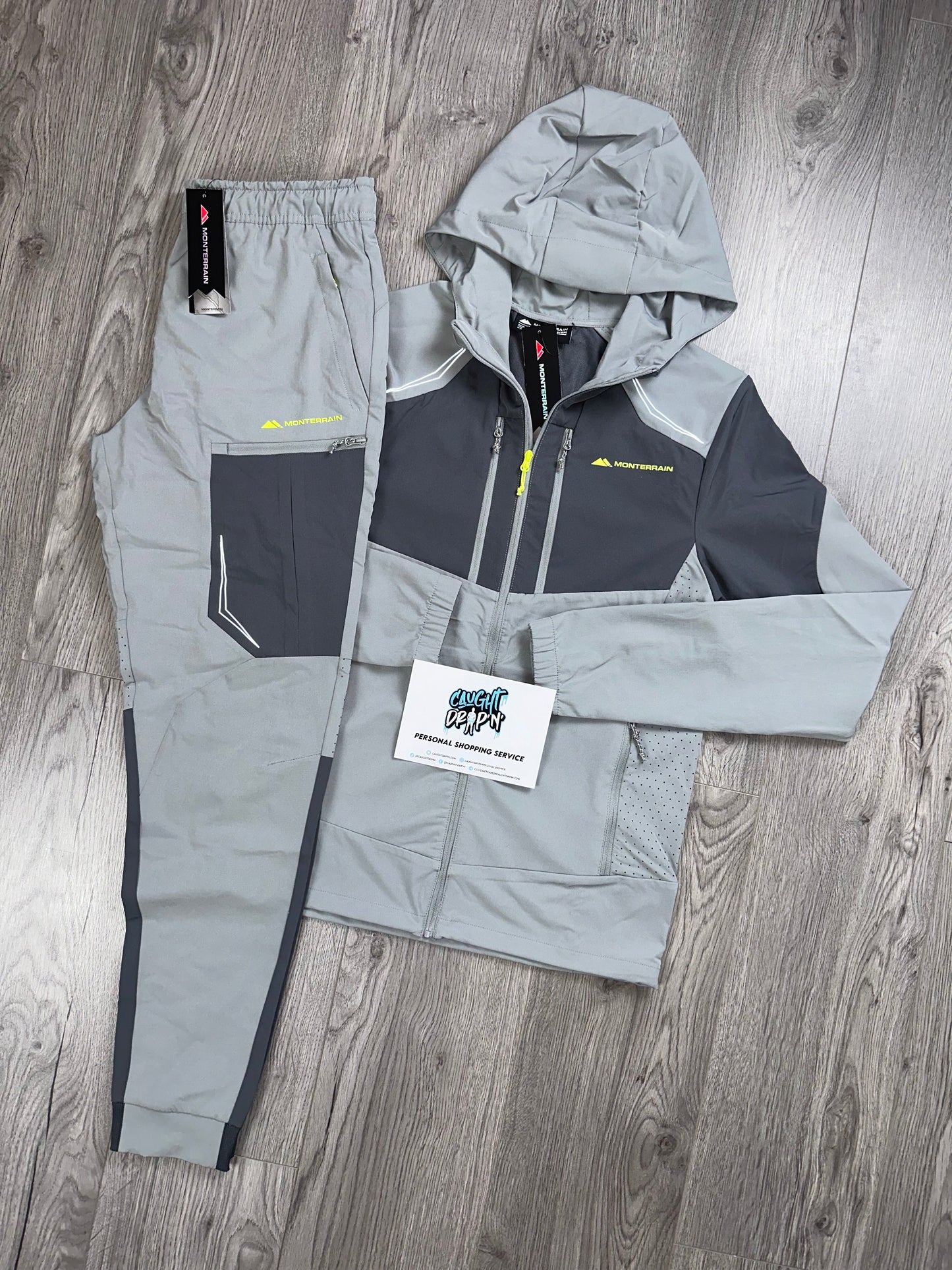 Monterrain Woven Two Tone Tracksuit Iron Grey | Neon