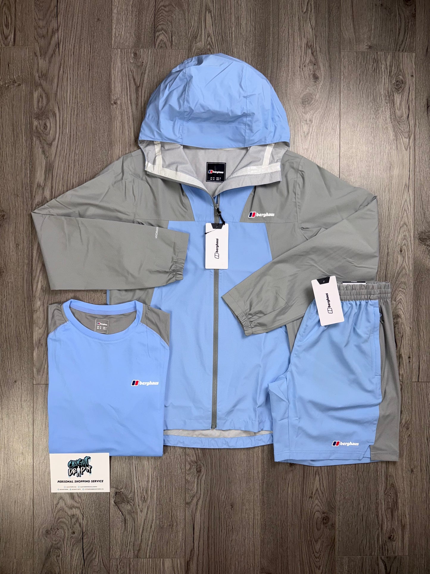 Berghaus 3 Piece Light Windrunner Set Baby Blue | Iron Grey