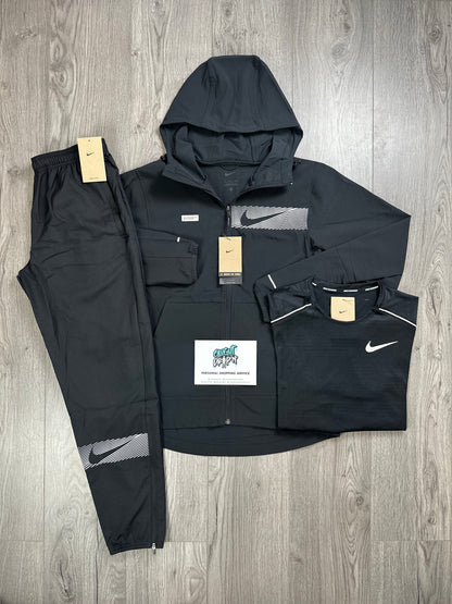 Nike 3 Piece Woven Performance Tracksuit Black, Silver