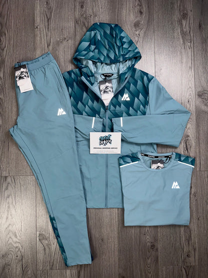 Montirex 3 Piece Charge Windrunner Tracksuit Teal Grid